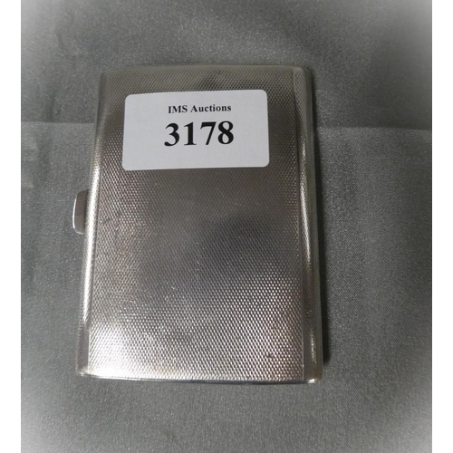 3178 - Engine Turned Birmingham Silver Cigarette Case, approx 2.2oz troy.