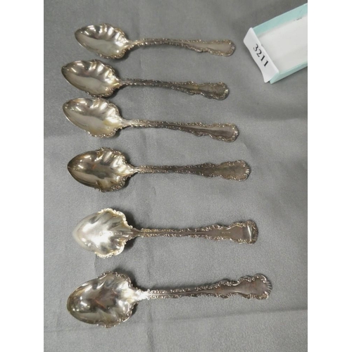 3211 - Set of Six Sheffield Silver Teaspoons, approx 2.8oz troy.