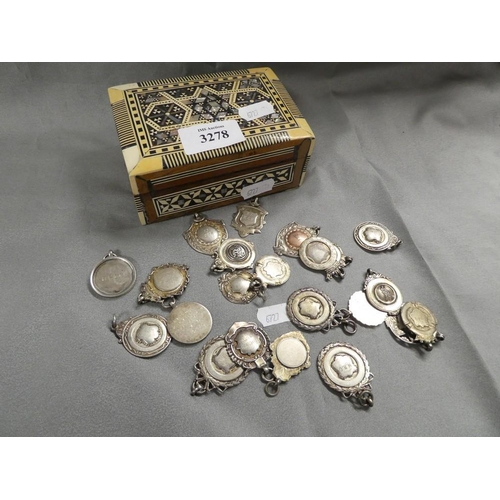 3278 - Box of Vintage Silver & White Metal Cycling Medals.