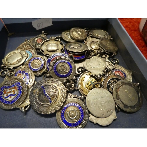 3299 - Box - Vintage Silver & White Metal Cycling Medals.