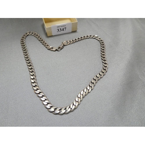 3347 - Heavy Silver Curb Link Neck Chain - weighs 1.6oz troy.