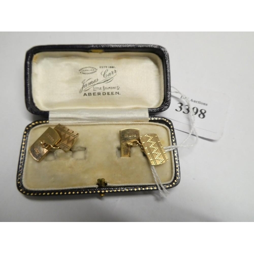 3398 - Cased Pair of 9ct Gold Cufflinks 5.4g