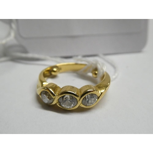 3410 - 18ct Gold Dress Ring Mounted with Three Diamond, UK Size C (extremely small), approx 3.3g.