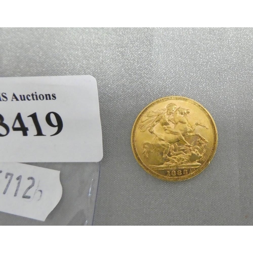 3419 - Gold Sovereign 1888.