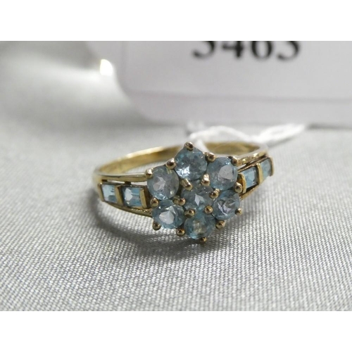 3463 - 9ct Gold Gem Ring, UK Size U, weighs approx 2.6g