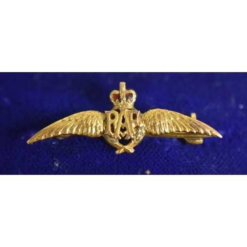 3472 - 9ct Gold RAF Sweetheart Brooch, 1.9g