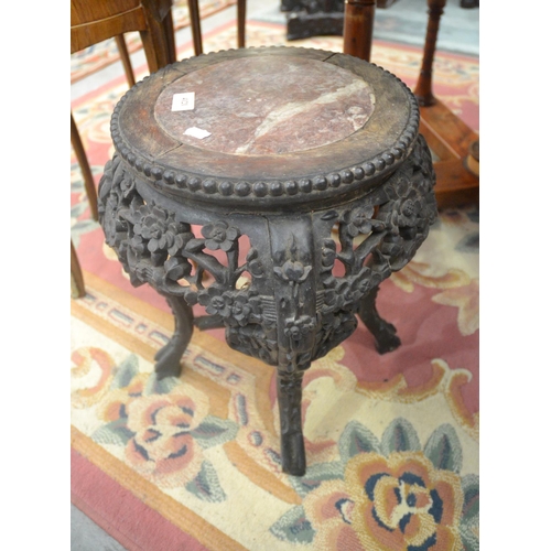 4121 - Chinese Ebony Marble Top Plant Stand