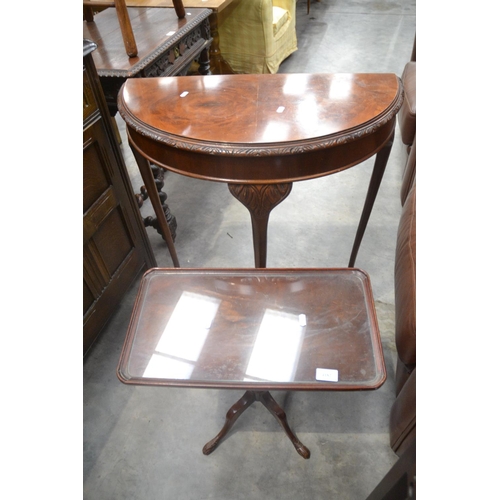 4182 - Mahogany Wine Table & Half Moon Table