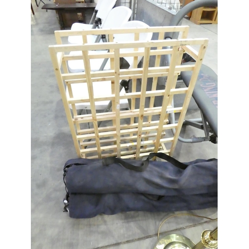 4522 - Pair Folding Camping Chairs and Pine Wine Rack