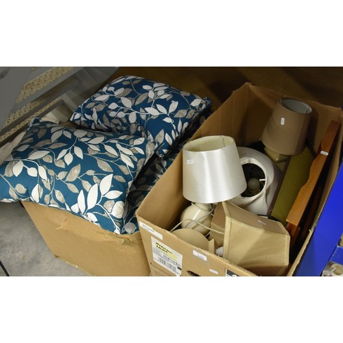 1419 - 2 Boxes - Lamps & Cushions