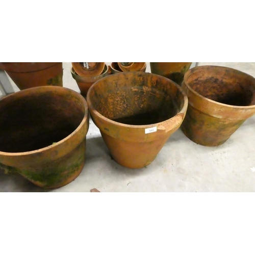 112 - Three Terracotta Plant Pots (as found)