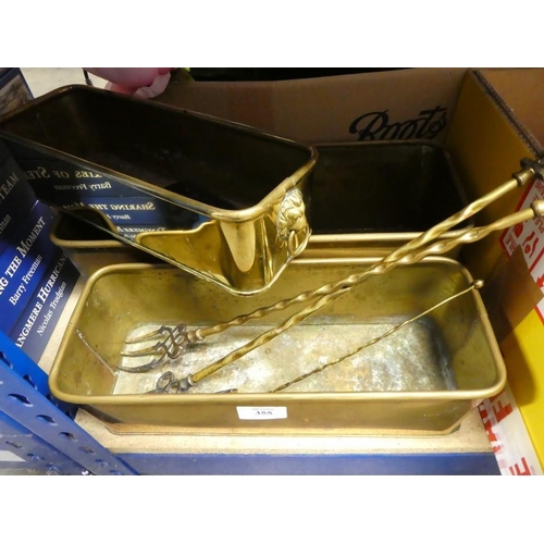 355 - 3 Vintage Brass Planters & Toasting Forks