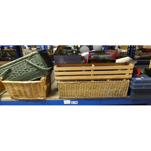 357 - Sewing Box, Tool Box, Wicker Basket, etc