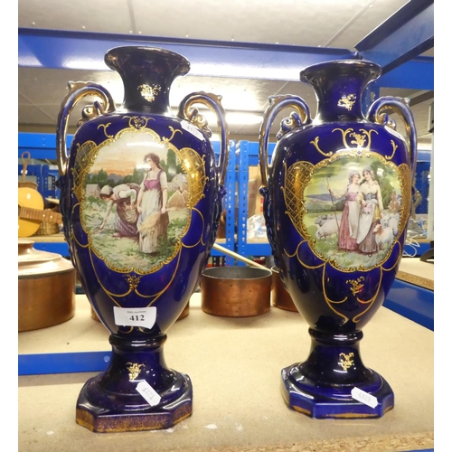 412 - Pair Of Painted Vases