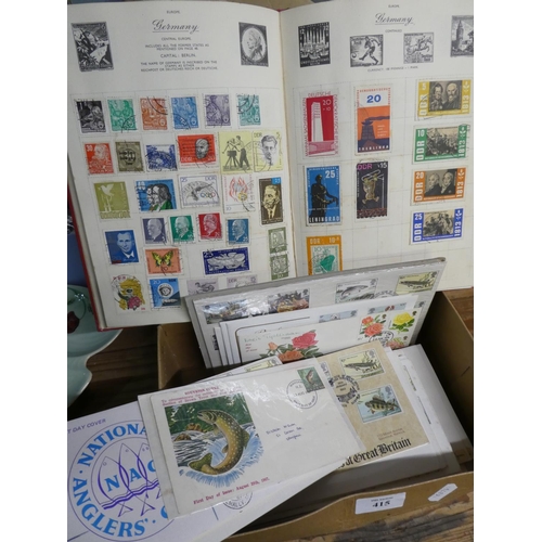 415 - Box - Stamp Album & First Day Covers