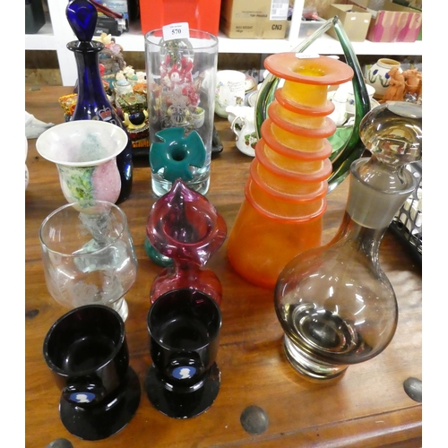 570 - Assorted Glass inc Cranberry and Art