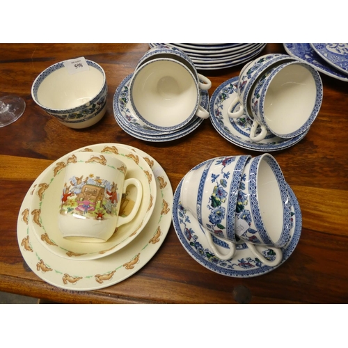 598 - Floral Teaset and Bunnykins Plate, Bowl and Cup