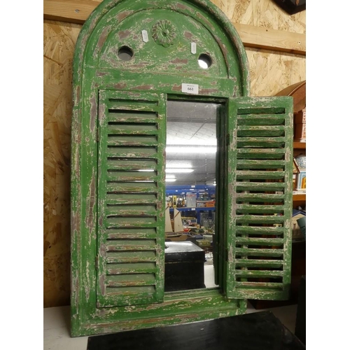 661 - Rustic Painted Mirror with Shutters