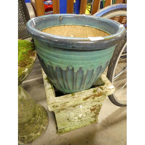 67 - Reconstituted Stone Planter and Glazed Pottery Planter