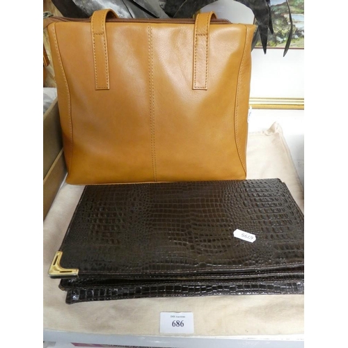 686 - Ladies Leather Handbag and Purse,