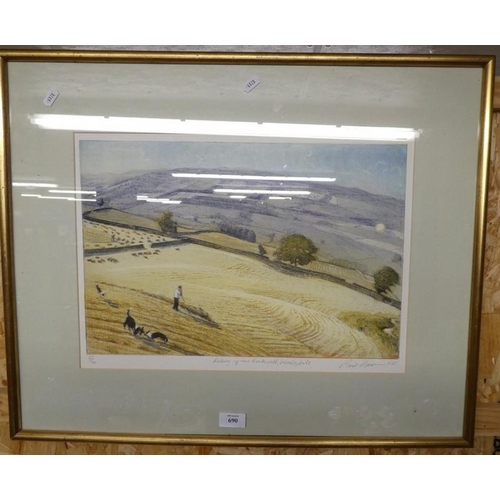 690 - Signed Limited Edition Print, Farming Scene