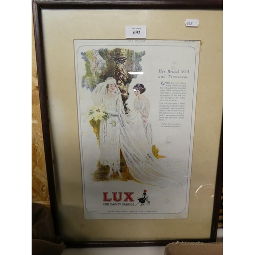 692 - Framed Advertising Picture, 