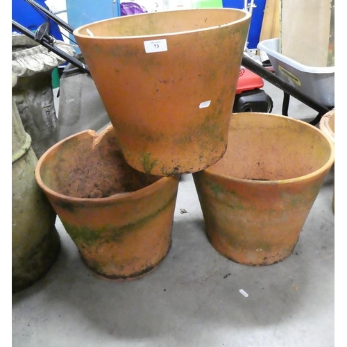 73 - Three Terracotta Plant Pots (as found)