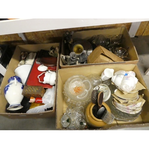 735 - 3 Boxes - Tea Sets, Dinnerware & Glassware.