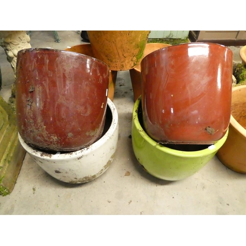 97 - 4 Assorted Glazed Pottery Plant Pots