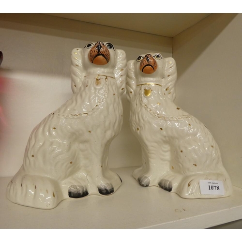 1078 - Pair of Victorian Staffordshire Mantel Dogs.