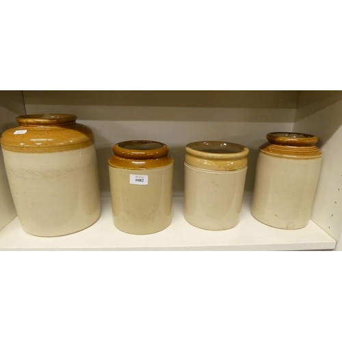 1082 - Four Glazed Stoneware Storage Jars.