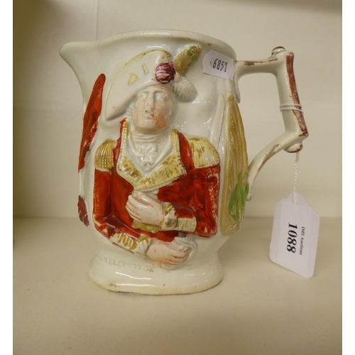 1088 - Georgian Antique Lord Wellington & General Hill Pottery Jug.