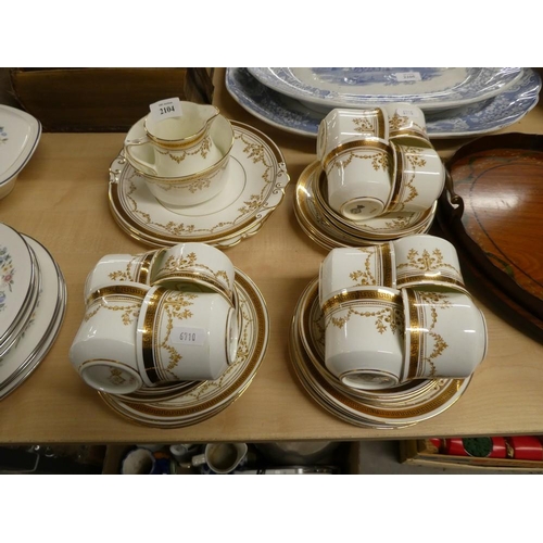 2104 - Diamond China Ltd Cream & Gilt China Tea Set.