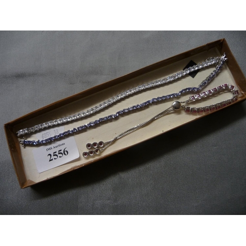 2556 - Lot of Silver Gem Bracelets