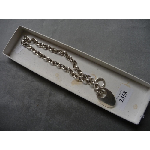 2558 - Heavy Silver Hallmarked Tianguis Jackson T-Bar Tag Necklace