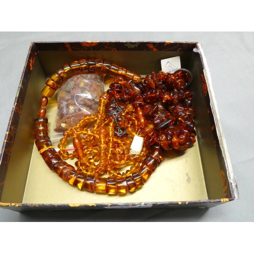 2564 - Box - Amber Coloured Beads.