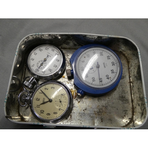 2568 - Lot with 2 x Smiths Pocket Watches and Stopwatch