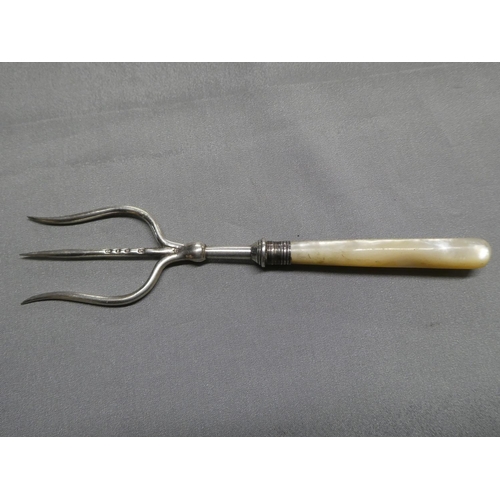 2572 - Large Victorian Silver Mother of Pearl Fork