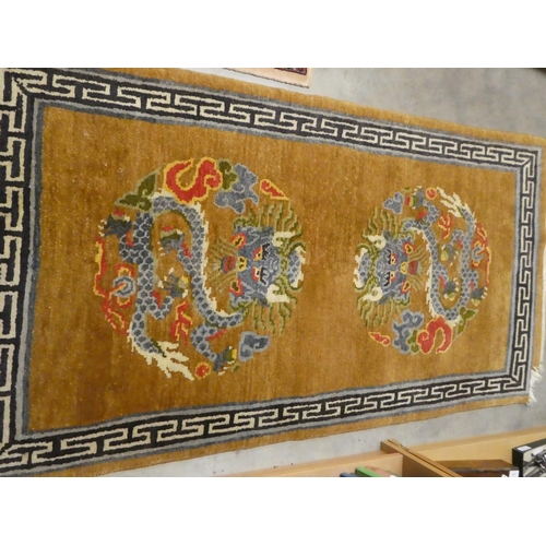 2584 - Chinese Dragon Wool Rug, 90 x 174cm.