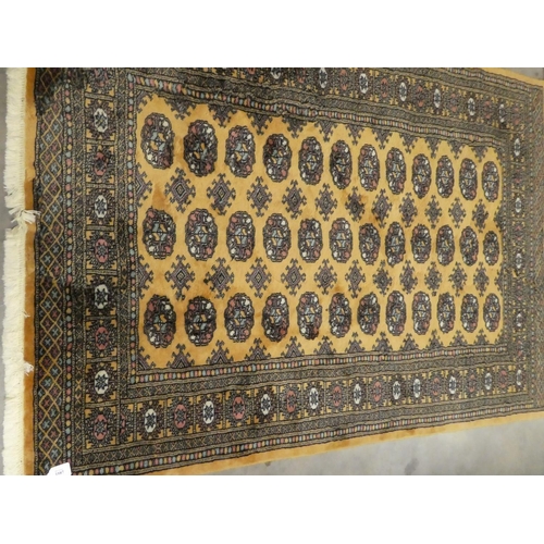 2587 - Bukhara Wool Rug, Mustard Ground, approx 128 x 173cm