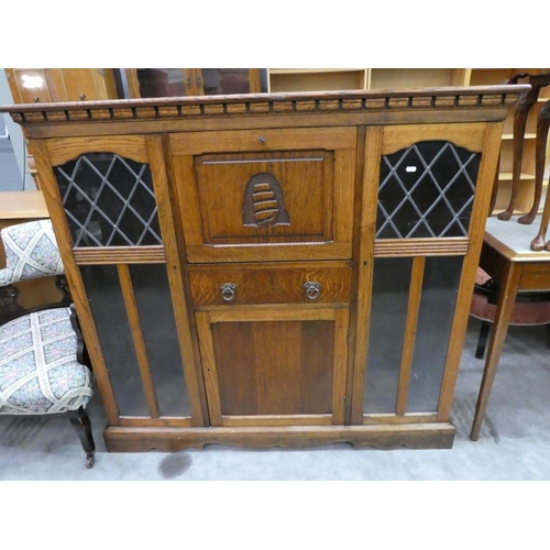 3061 - Vintage Oak Closed Front China Cabinet