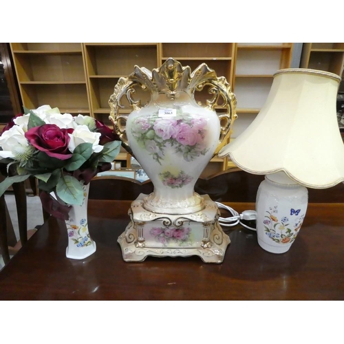 3063 - Floral Vase, Aynsley Lamp and Vase