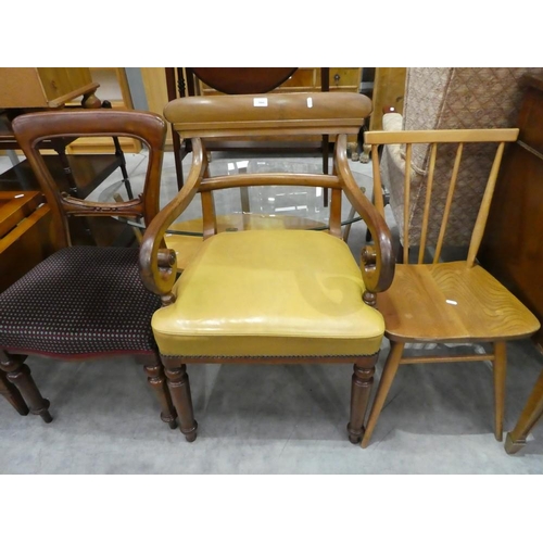 3066 - Ercol Dining Chair & Victorian Mahogany Dining Chair & Carver