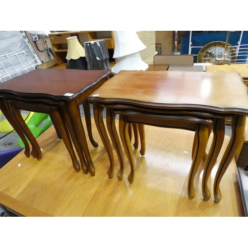 3078 - Pair of Cherrywood Nest of Three Tables