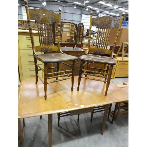 3085 - Oak Drop Leaf Dining Table & 4 Chairs