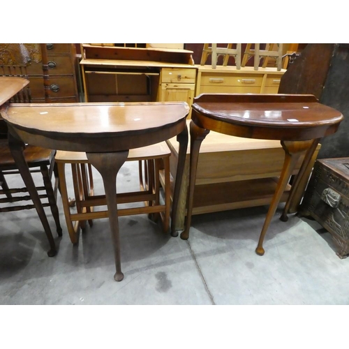 3086 - 2 Mahogany Half Moon Tables