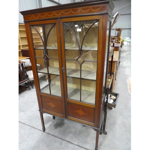 3094 - Edwardian Mahogany Inlaid China Cabinet