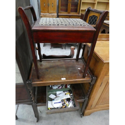 3095 - Oak Barley Twist Trolley & Pine Piano Stool