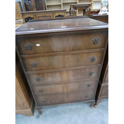 3098 - Vintage Mahogany 5 Drawer Chest