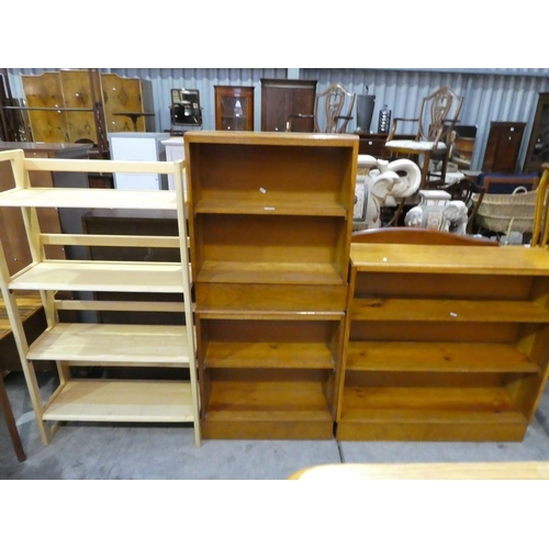 3105 - Beech Folding Bookcase & 3 Vintage Oak Bookcases